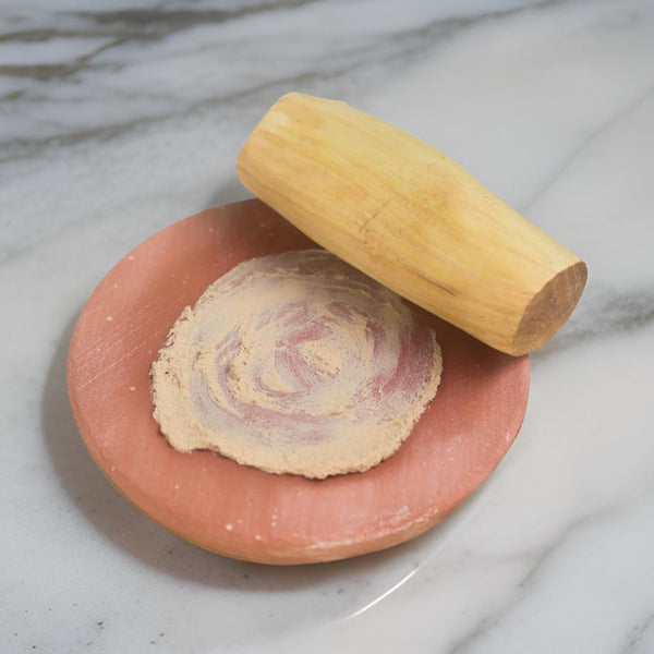 Sandalwood Log with Rubbing Stone